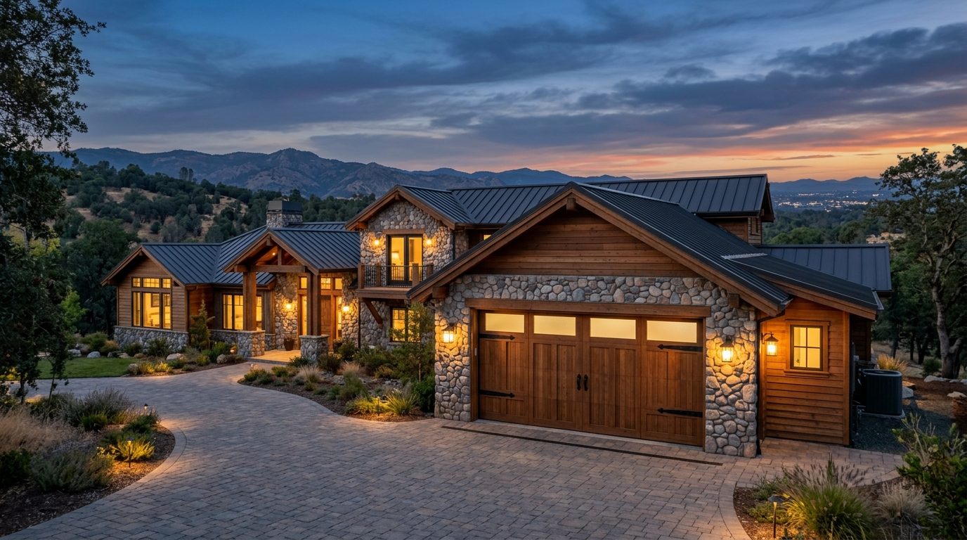 Wright Local Garage Door Service Exterior Closed Garage Door at Twilight